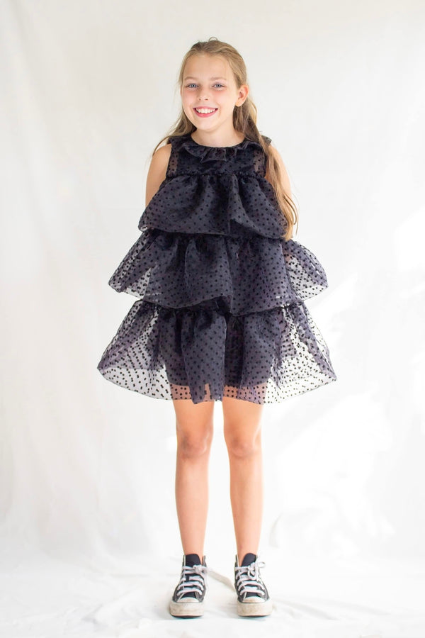 Edie Tulle Organza Flock Spot Dress